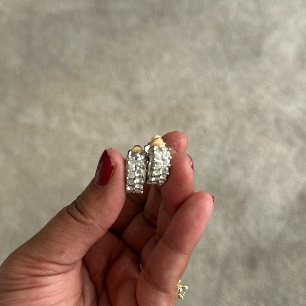 Sparkle and shine in these clip on huggy earrings!